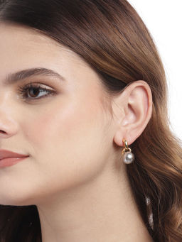 Carlton London - Gold Plated with Hanging Pearl Drop Earring for Women