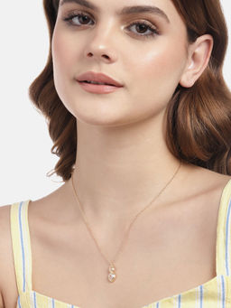 Carlton London - Gold Plated CZ Pendant with Chain for Women