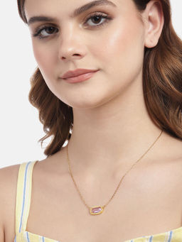 Carlton London - Gold Plated CZ Pendant with Chain for Women