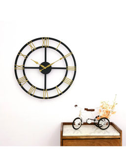 ARTYPILLAR - 18In Sq. Iron Pipe with Golden Roman Numbers Wall Clock