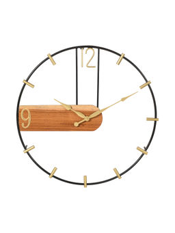 ARTYPILLAR - Iron Bar Open Dial with Golden and Veneer Wall Clock
