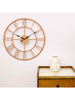 ARTYPILLAR - Iron Pipe Roman Number Open Dial Rose Gold Color Wall Clock.