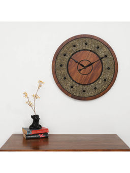 ARTYPILLAR - 24In Wooden Frame In Sheesham Design with Metal Work Wall Clock