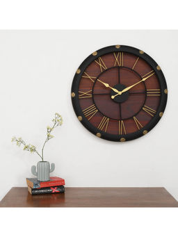 ARTYPILLAR - Wooden Frame With Brass Motif Work Flat Glass Dial Wall Clock