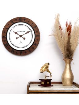 ARTYPILLAR - 16In Wooden Sheesham Design Frame with 12In Dome Glass Dial Wall Clock