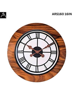ARTYPILLAR - 16In Wooden Sheesham Design Frame with 12In Dome Glass Dial Wall Clock