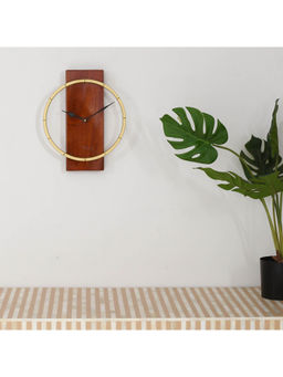 ARTYPILLAR - Golden Iron Ring with Solid Wood Wall Clock