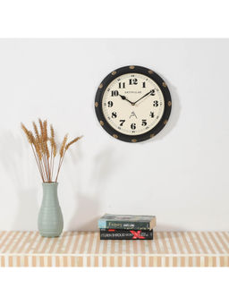 ARTYPILLAR - 12In Wooden Frame with Brass Motifs and 10In Dome Glass Dial Wall Clock