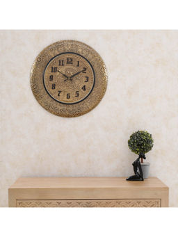ARTYPILLAR - Wooden with Brass Fitting Work and Brass Dial and Dome Glass Wall Clock