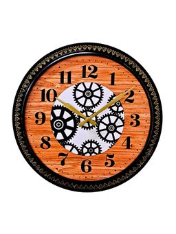 ARTYPILLAR - 16In Wooden Frame with Brass Work and 14In Big Dome Glass Dial Wall Clock
