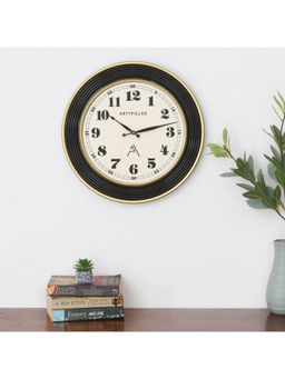 ARTYPILLAR - 16In Grooves Design with Golden Border and 12In Dome Glass Dial Wall Clock