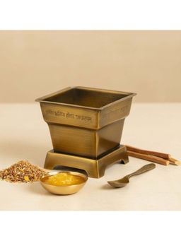 Ritualistic - Gold Premium Brass Hawan Kund with Spoon