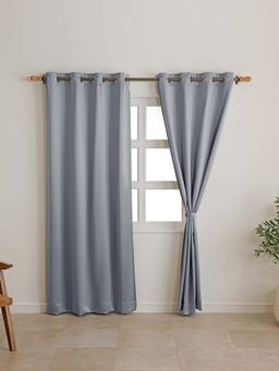 The Home Story - Smoke Grey Blackout Eyelet Window Curtains (Pack Of 2)