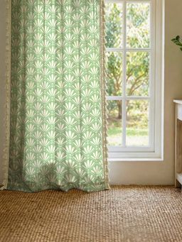 Urban Space - Green Alora Cotton Curtains (Pack Of 2)