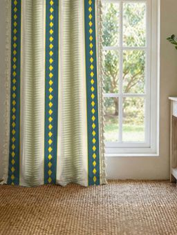 Urban Space - Teal Amaya Cotton Curtains (Pack Of 2)