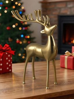 Metalsmith - Contemporary Polished Gold Reindeer Figurine
