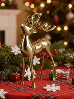 Metalsmith - Contemporary Polished Gold Reindeer Figurine
