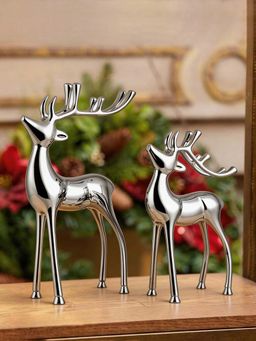 Metalsmith - Silver Contemporary Polished Nickle Reindeer Figurine (Pack Of 2)