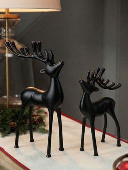 Metalsmith - Contemporary Polished Black Reindeer Figurine (Pack Of 2)