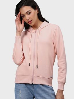 Campus Sutra - Pink Solid Sweatshirt