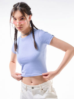 Bewakoof - Women's Baby Lavender Slim Fit Short Top