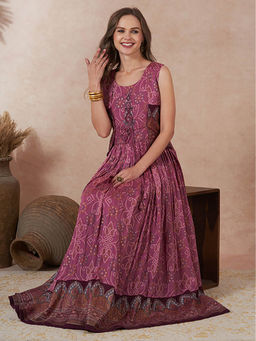 FASHOR - Pink Printed A-Line Fit Dress