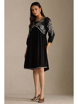 Soch - Black Embroidered Regular Fit Dress