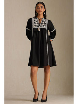 Soch - Black Embroidered Regular Fit Dress