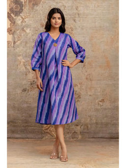 Autumnlane - Purple Stripes A-Line Fit Dress