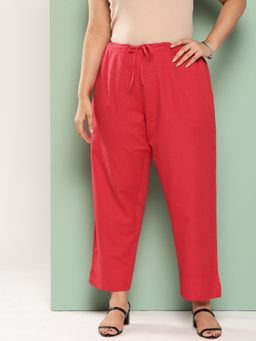 Yufta - Women Red Pure Cotton Plus Size Pant