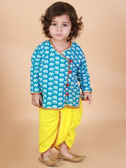 KID1 - Krish Angrakha Dhoti-Blue (Set Of 2)