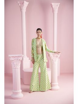 MANDIRA WIRK - Women'S Farah Floral Kurta with Sharara and Jacket (Set of 3)