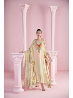 MANDIRA WIRK - Women'S Huzur Floral Kaftan Dress with Bralette and Hipster (Set of 3)