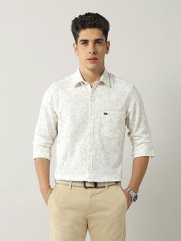 AD By Arvind - Men White Modern Slim Fit Floral Printed Shirt