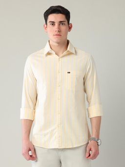 AD By Arvind - Men Yellow Modern Slim Fit Oxford Striped Shirt