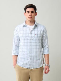 AD By Arvind - Men Blue Modern Slim Fit Checked Shirt