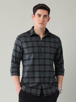 AD By Arvind - Men Black Modern Slim Fit Oxford Checked Shirt