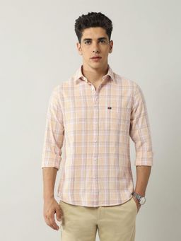 AD By Arvind - Men Orange Modern Slim Fit Tartan Checked Shirt