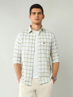 AD By Arvind - Men Green Modern Slim Fit Tartan Checked Shirt