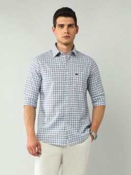 AD By Arvind - Men Grey Modern Slim Fit Tartan Checked Shirt