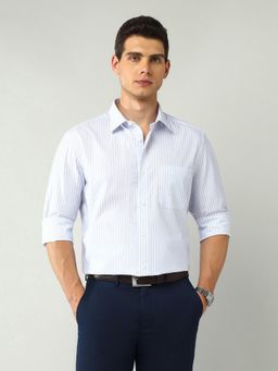AD By Arvind - Men White Regular Fit Vertical Striped Shirt