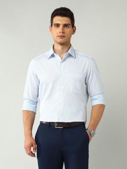 AD By Arvind - Men Blue Regular Fit Vertical Striped Shirt