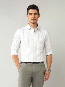 AD By Arvind - Men White Regular Fit Vertical Striped Shirt
