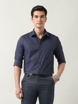 AD By Arvind - Men Navy Blue Slim Fit Graph Checked Shirt