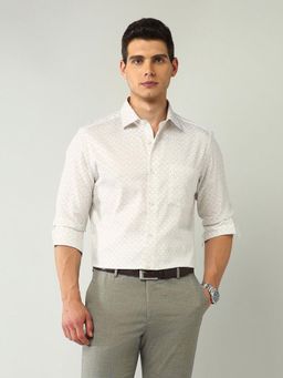 AD By Arvind - Men Off White Regular Fit Geometric Shirt