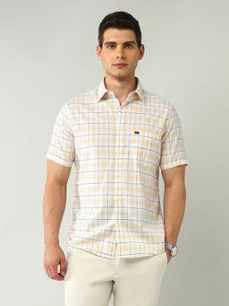 AD By Arvind - Men Yellow Modern Slim Fit Tartan Checked Shirt