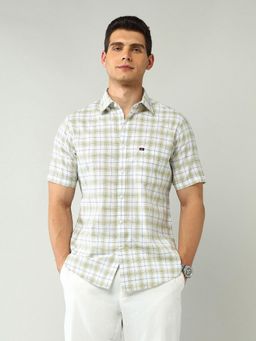 AD By Arvind - Men Green Modern Slim Fit Tartan Checked Shirt