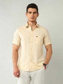 AD By Arvind - Men Yellow Modern Slim Fit Self-Design Shirt