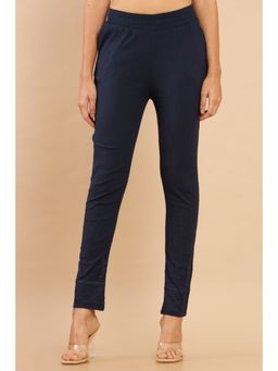 Soch - Women Navy Blue Solid Pants