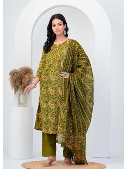 Anurang - Green Women Paisley Printed Pure Cotton Kurta With Pant & Dupatta